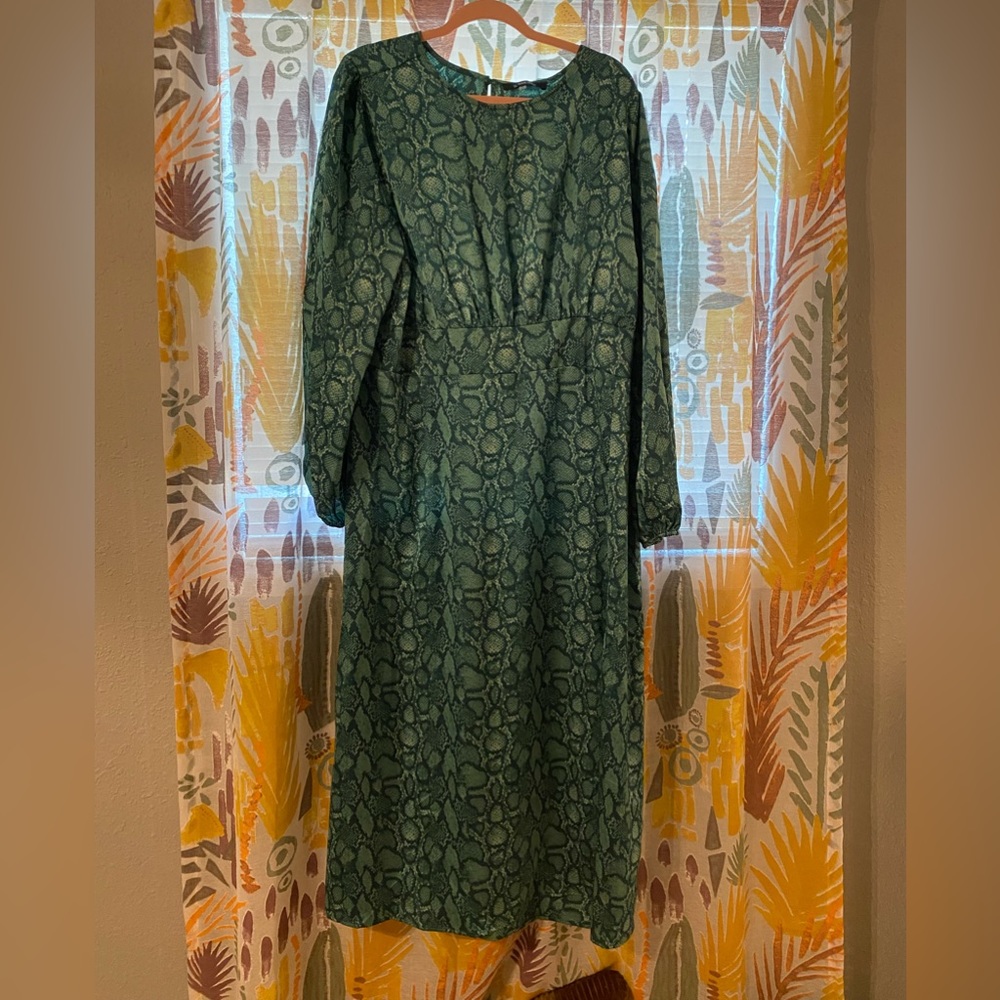 Green/Teal snakeskin silk dress.